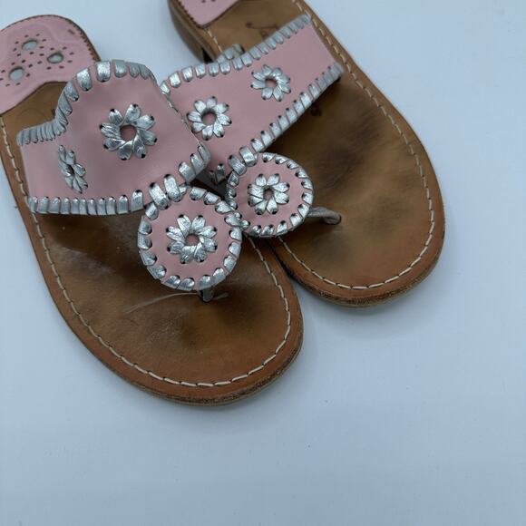 Jack Rogers Pink And Silver Leather Sandals Sz 7M USA HandMade - Picture 3 of 14